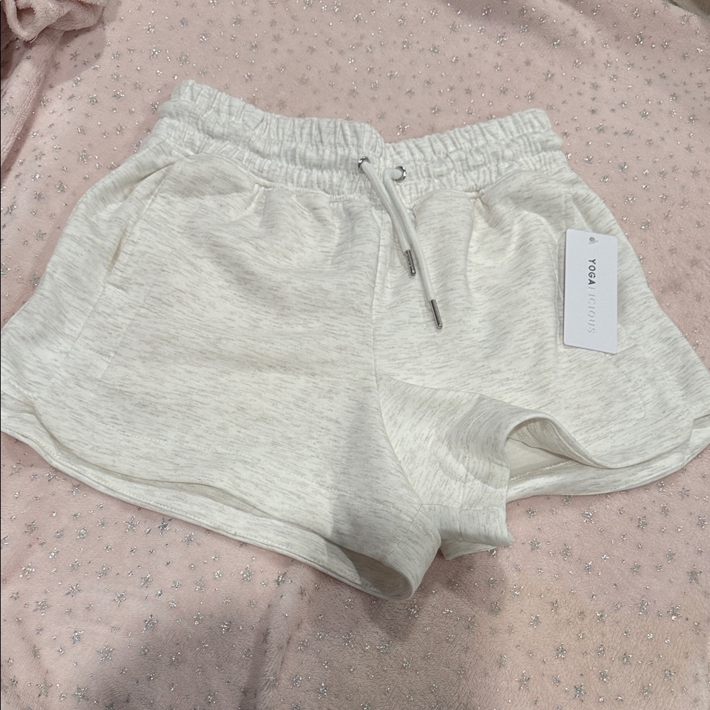 Yogalicious Cream Athletic Shorts